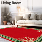 Crimson Emerald Floral Border Rug