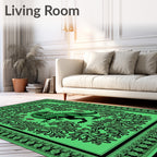 Luminous Green Dinosaur Garden Border Rug