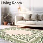 Green Leaf Vine Accent Frame Rug