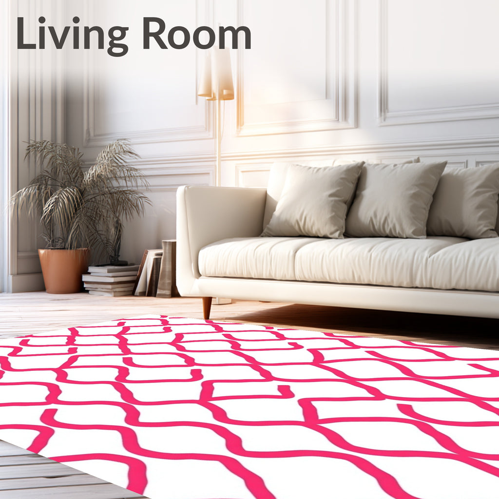 Hot Pink Wavy Interlocking Net Rug