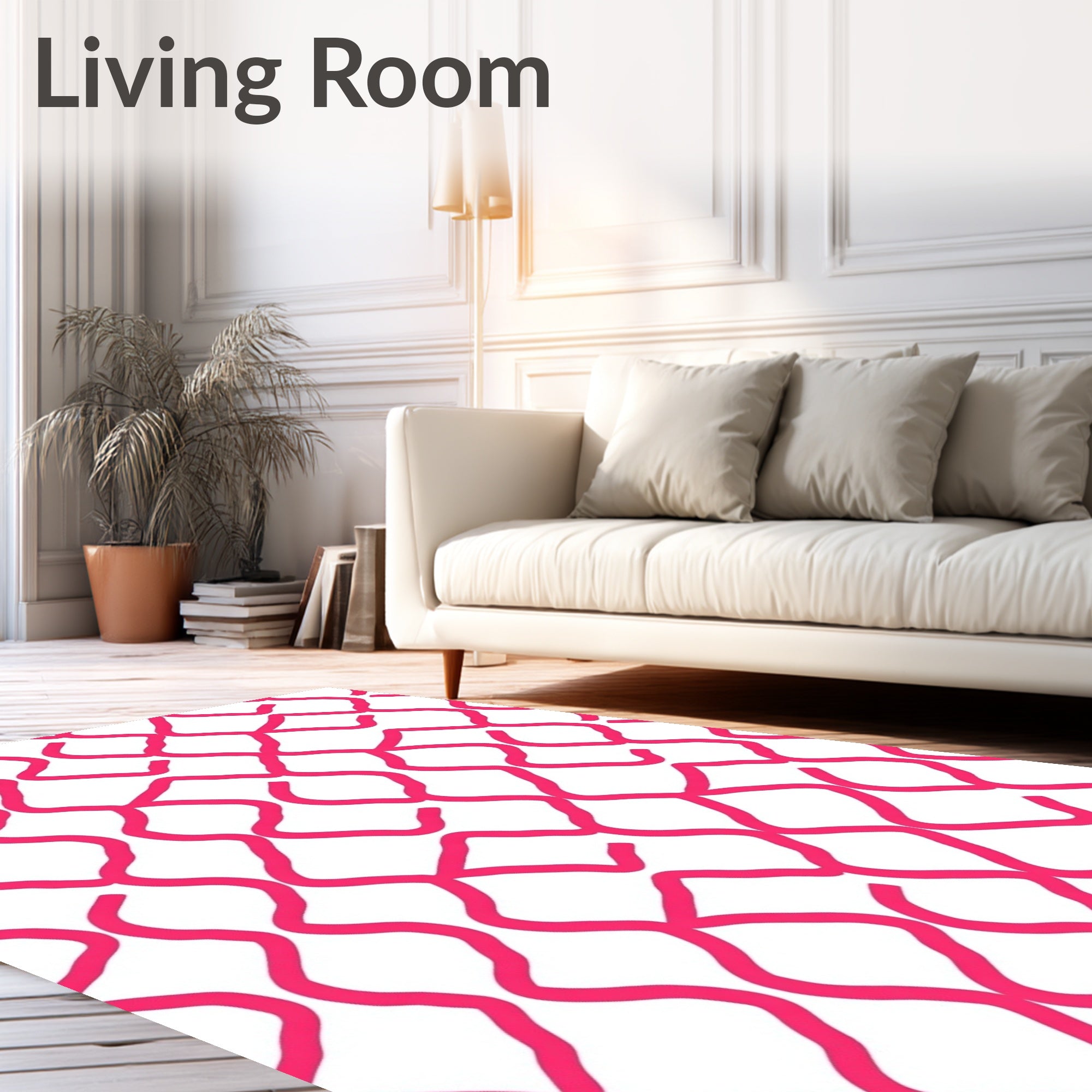 Hot Pink Wavy Interlocking Net Rug