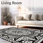 Monochromatic Ornate Floral Medallion Rug