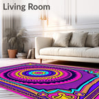 Vibrant Pink Purple Sunburst Medallion Rug
