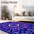 Deep Blue Fanciful Mandala Rug