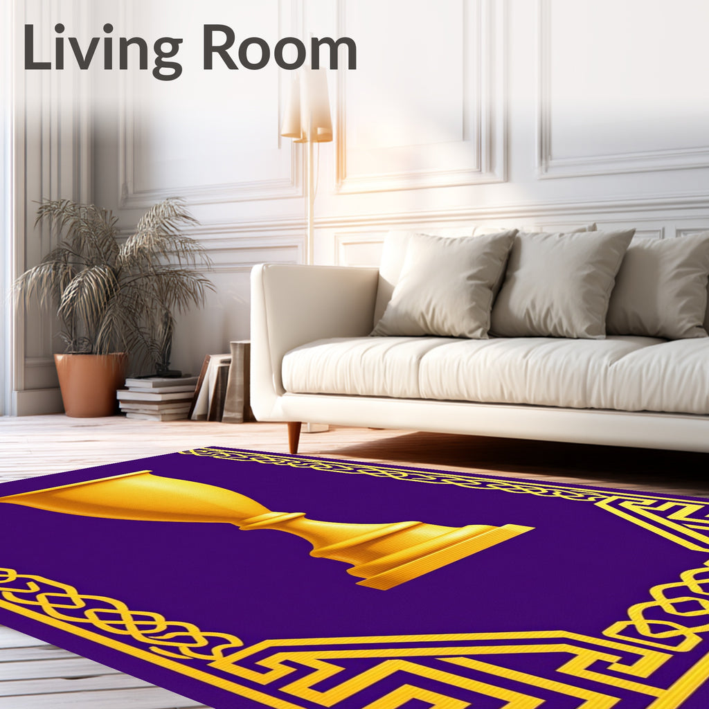 Golden Chalice Purple Geometric Borders Rug