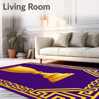 Golden Chalice Purple Geometric Borders Rug