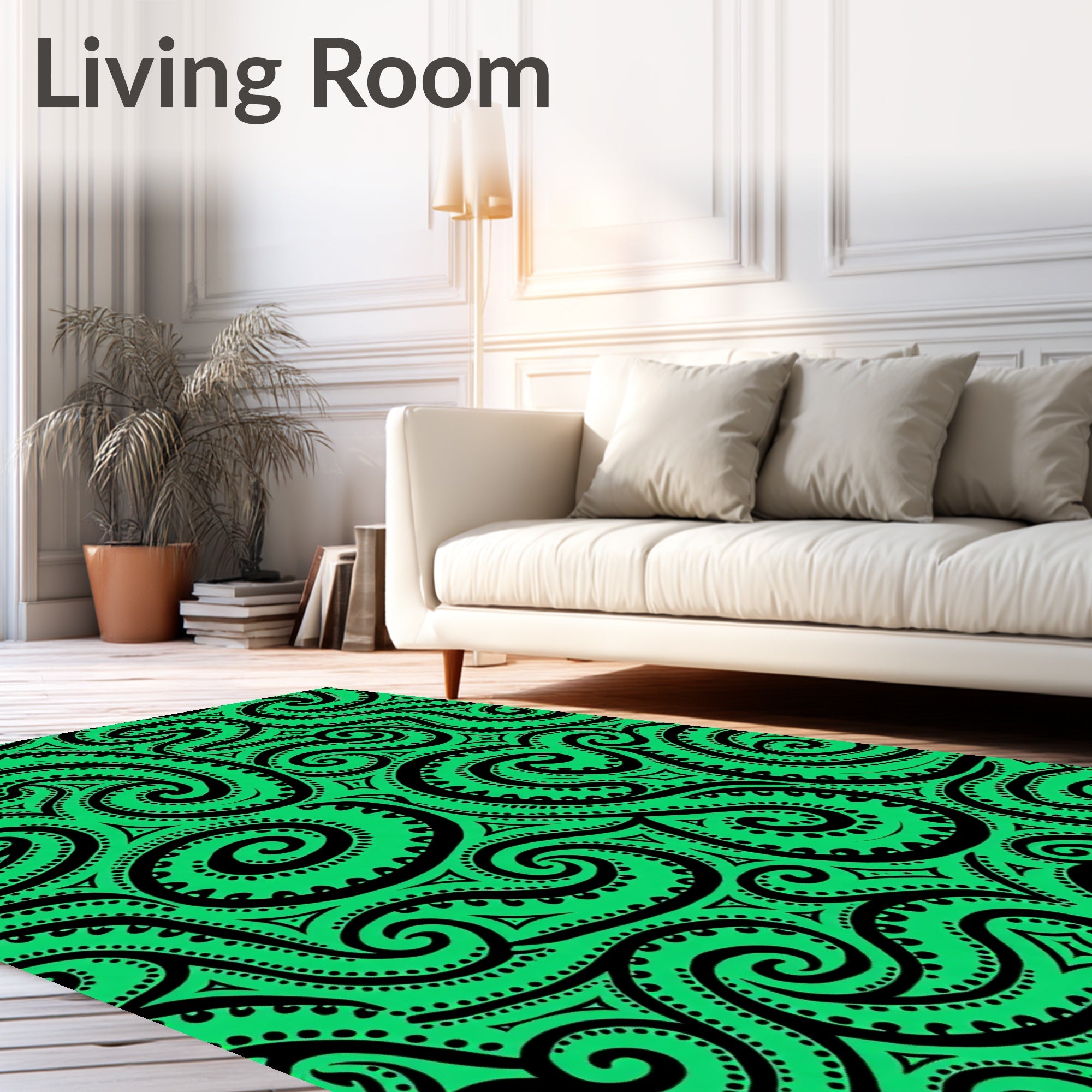 Vibrant Green Swirl Paisley Rug
