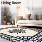 Deep Blue Mandalas Frame Rug