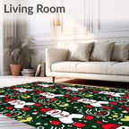 Playful Red Snowman Holiday Hearts Rug