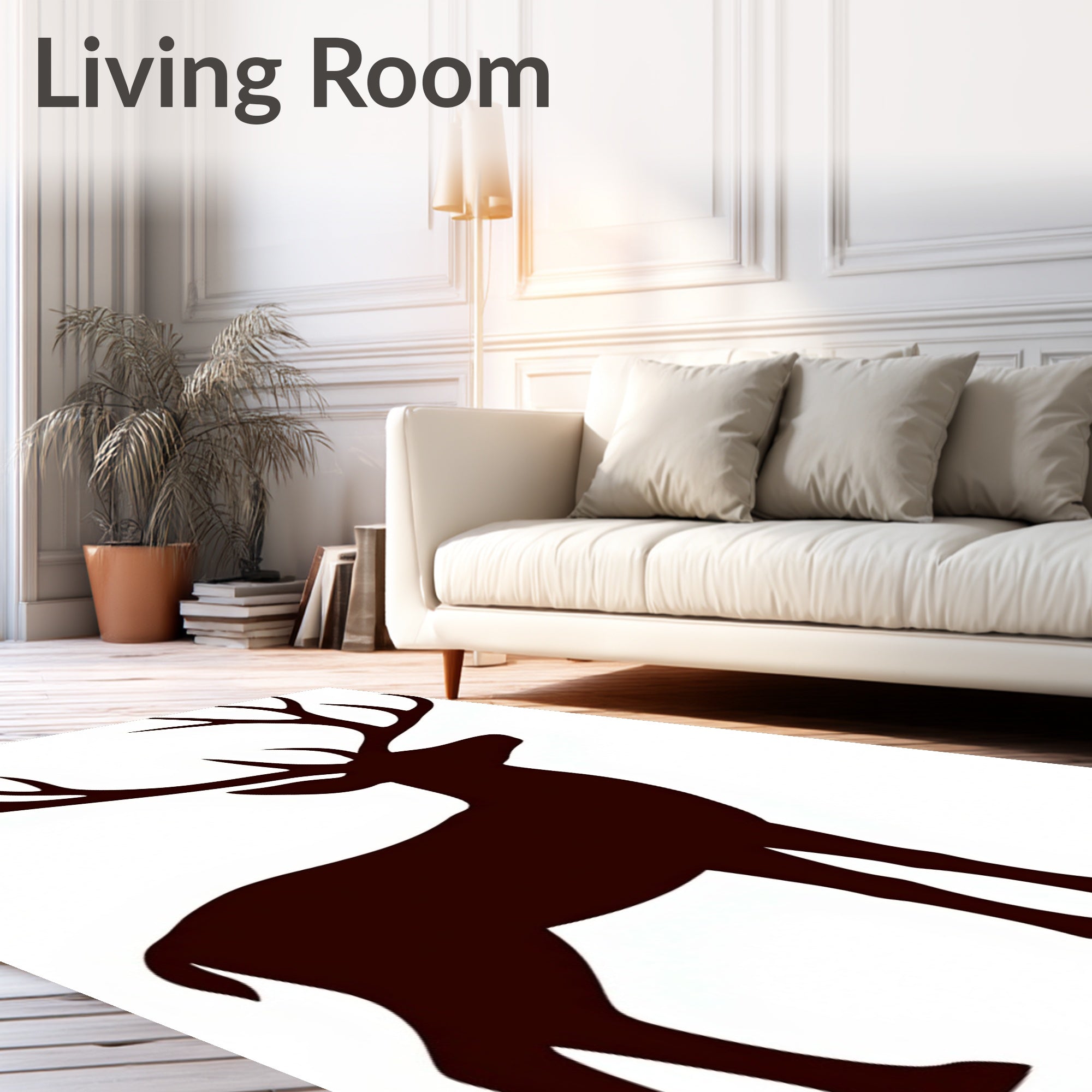 Majestic Brown Stag Silhouette Rug