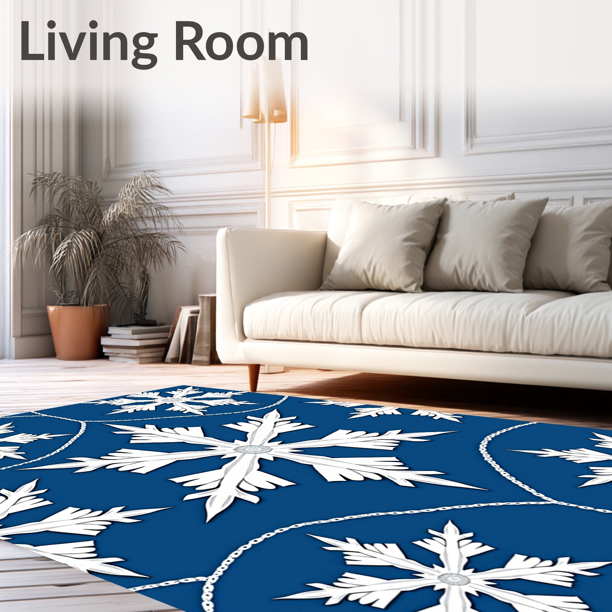 Snowflake Chains Blue White Rug