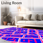 Bold Blue Pink Geometric Fragment Rug