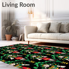 Folk Art Figure Emerald Green Red Rug