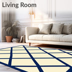 Navy Blue Diamond Lattice Rug