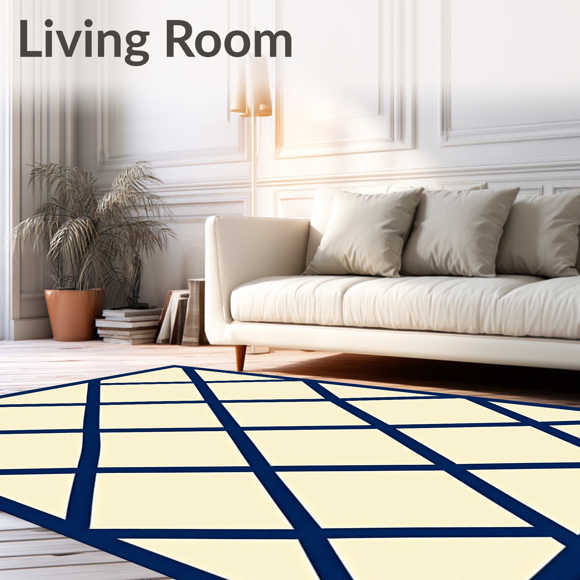 Navy Blue Diamond Lattice Rug