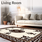 Dark Brown Antique Floral Medallion Rug