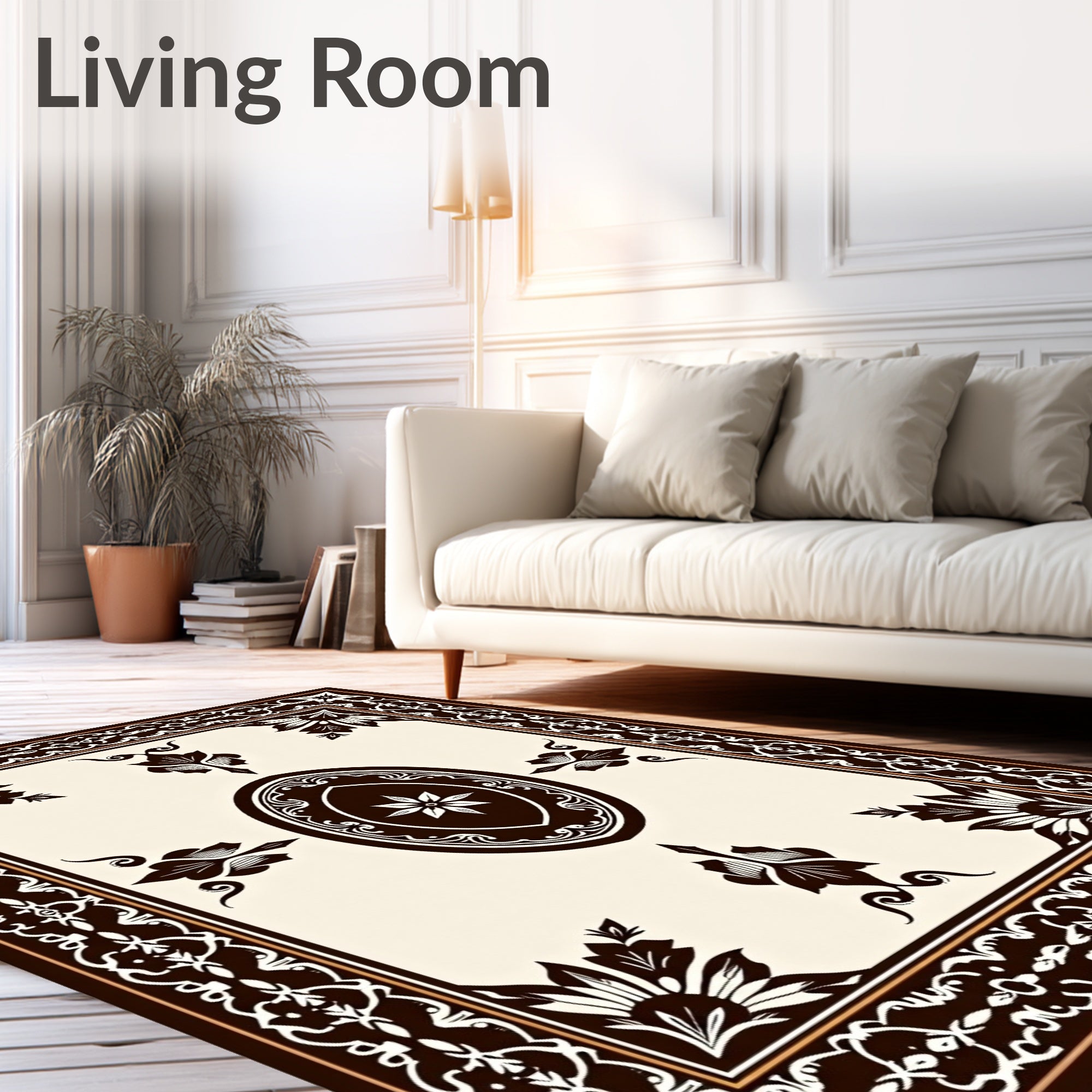 Dark Brown Antique Floral Medallion Rug