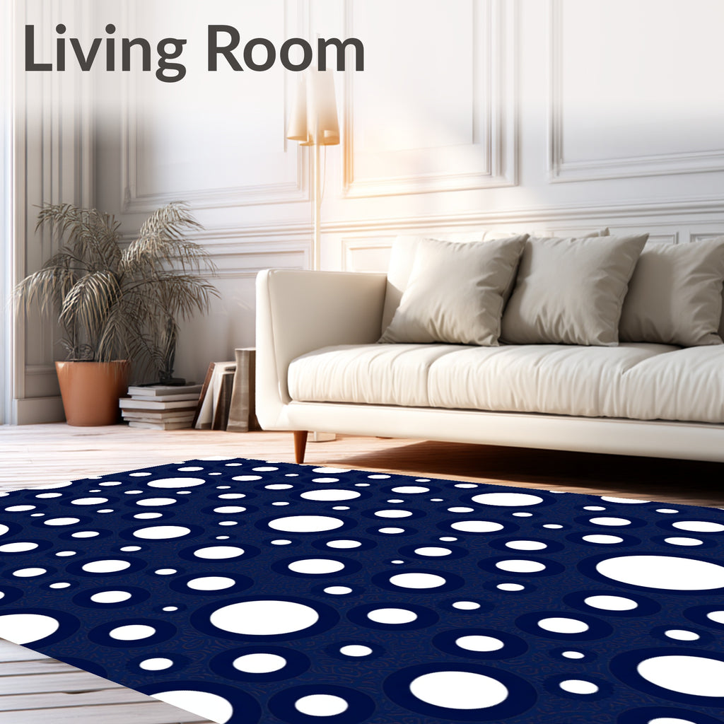 Deep Navy Circles Arrangement Rug