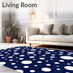 Deep Navy Circles Arrangement Rug