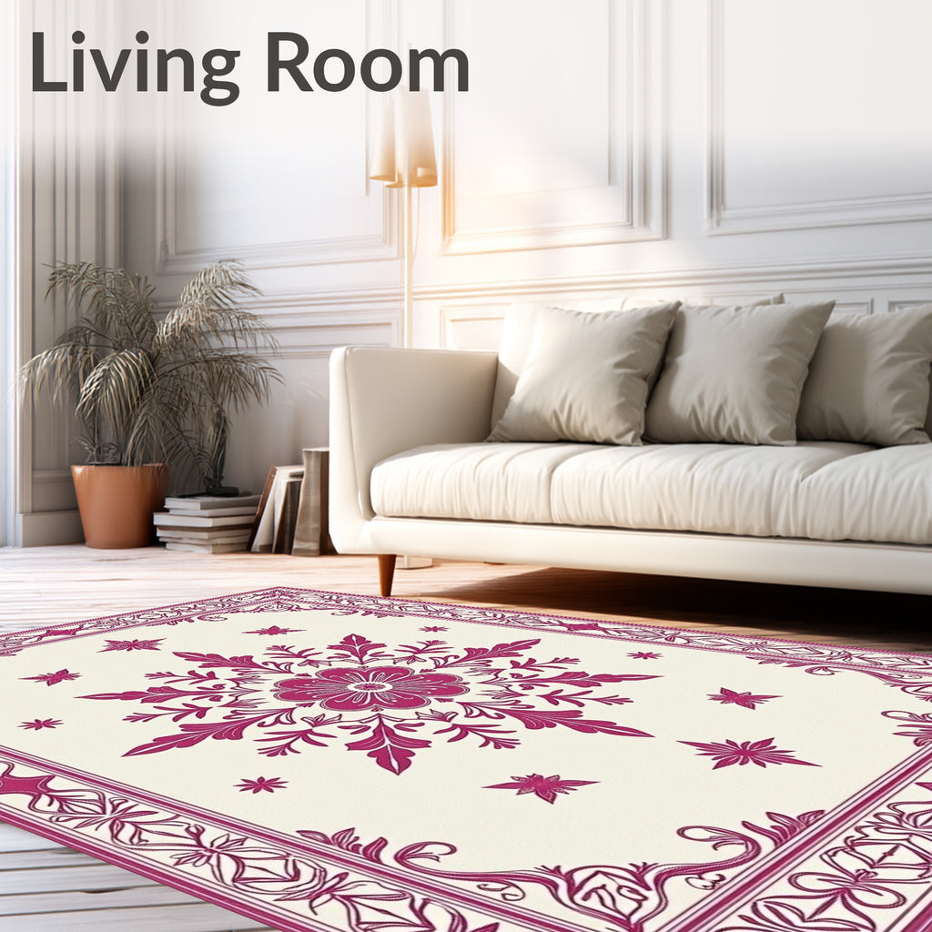 Ornate Bloom Border Art Rug