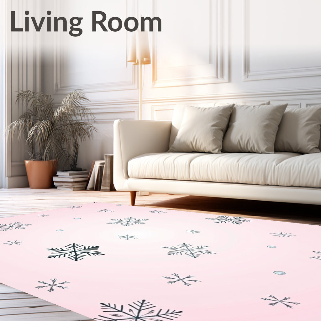 Pastel Pink Snowflake Cascade Rug
