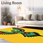Bold Teal Orange Eagle Crest Rug