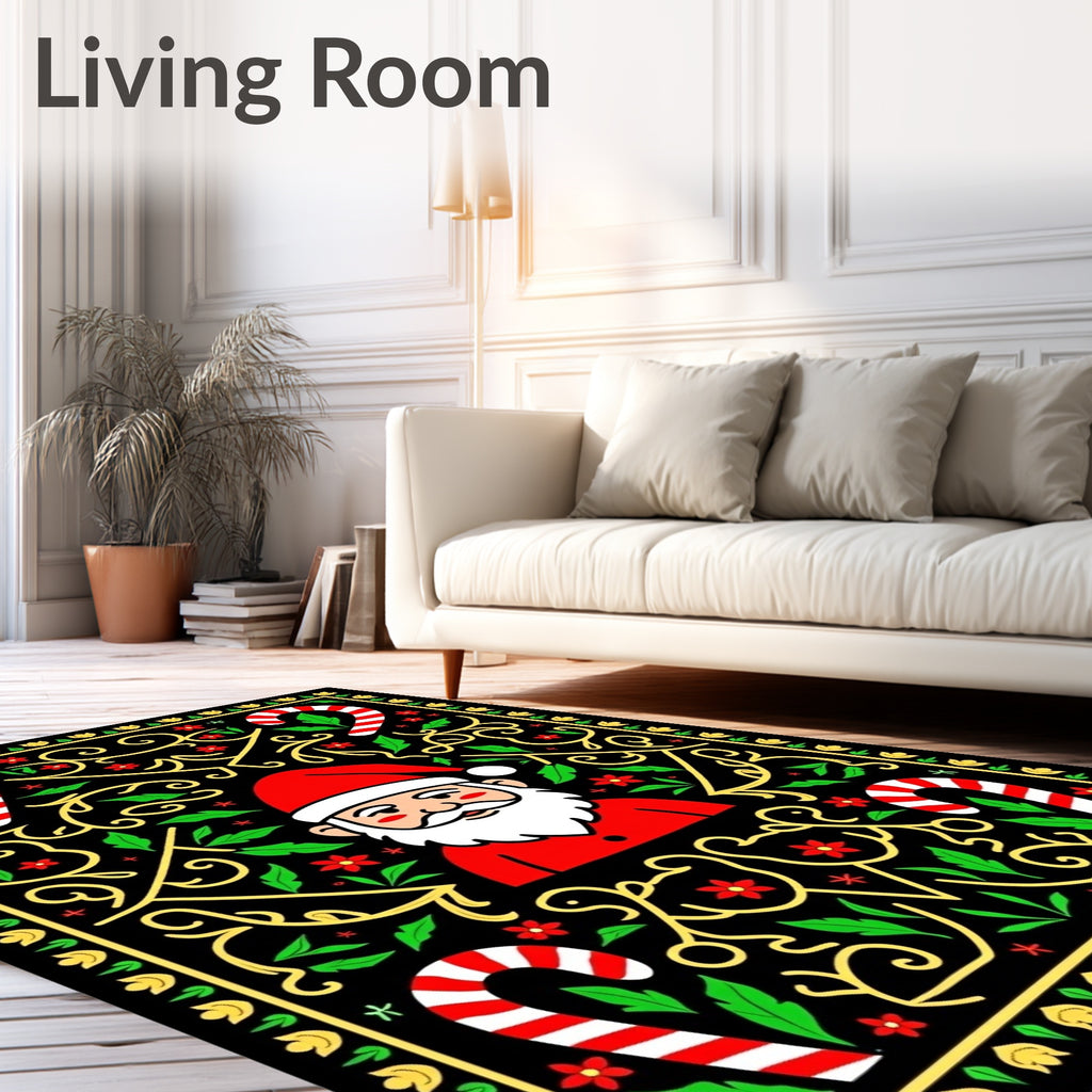 Christmas Santa Claus Candy Cane Swirls Rug