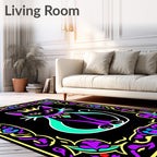 Regal Black Cat in Floral Frame Rug