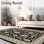 Black Ivory Ornamental Floral Medallions Rug