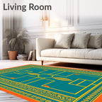 Orange Teal Yellow Geometric Medallion Rug