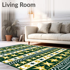 Green Gold Starburst Stripe Rug