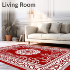 Crimson Medallion Ornamental Frame Rug
