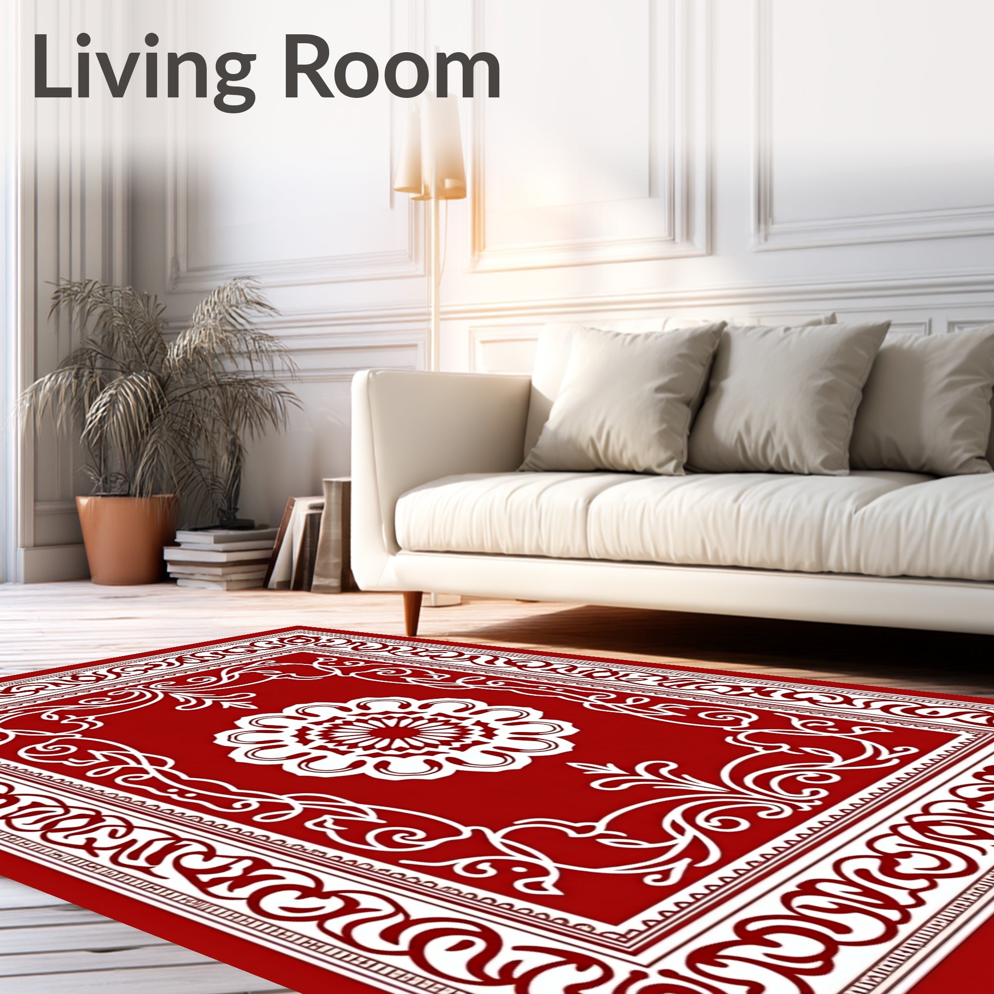 Crimson Medallion Ornamental Frame Rug
