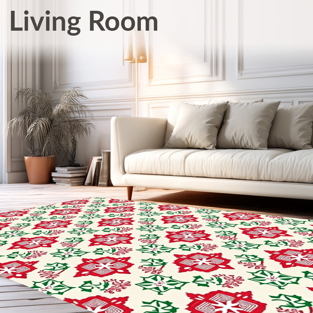 Traditional Red Green Holly Blossom Rug