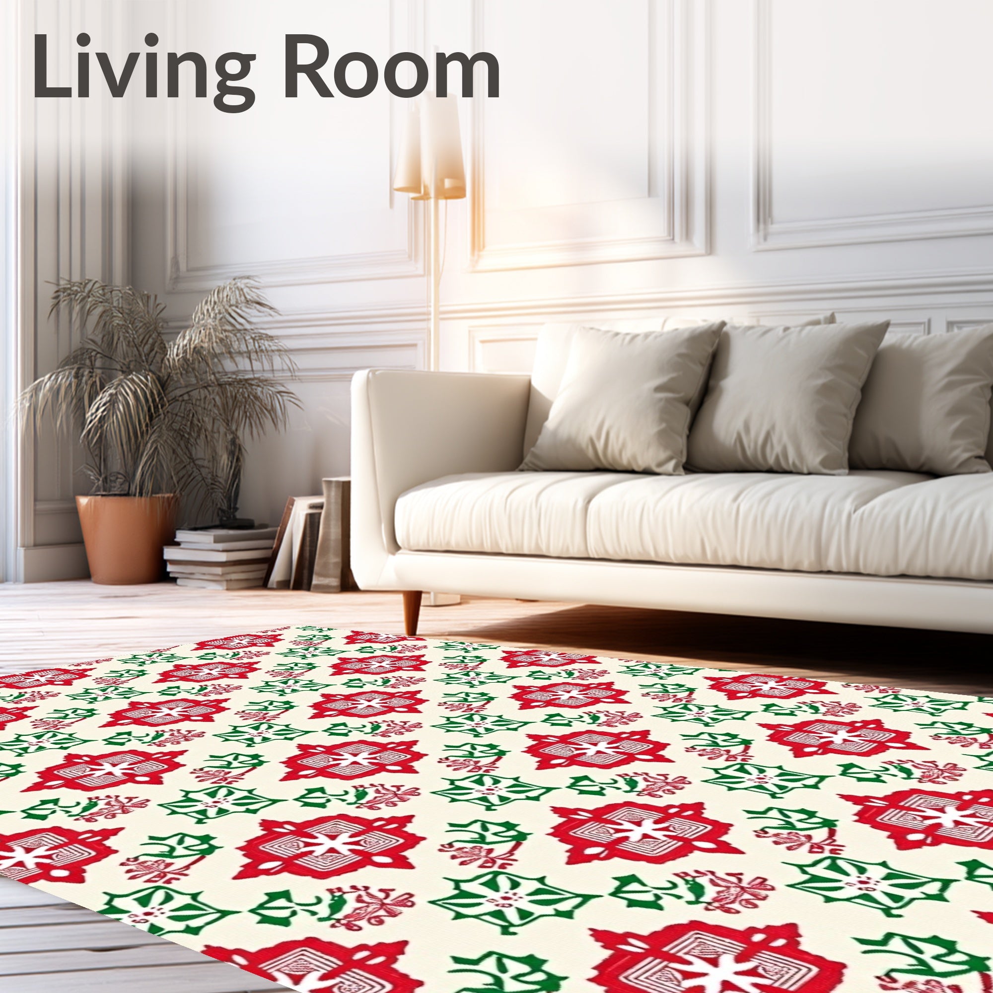 Traditional Red Green Holly Blossom Rug