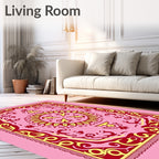 Crimson Yellow Sun Mandala Rug