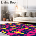 Vibrant Yellow Pink Geometric Abstract Rug