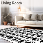 Black White Bold Abstract Faces Rug