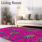 Vibrant Pink Abstract Canine Flock Rug