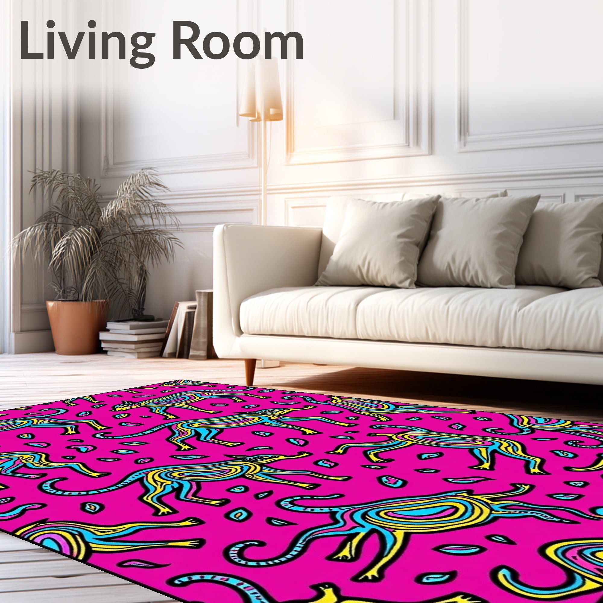 Vibrant Pink Abstract Canine Flock Rug