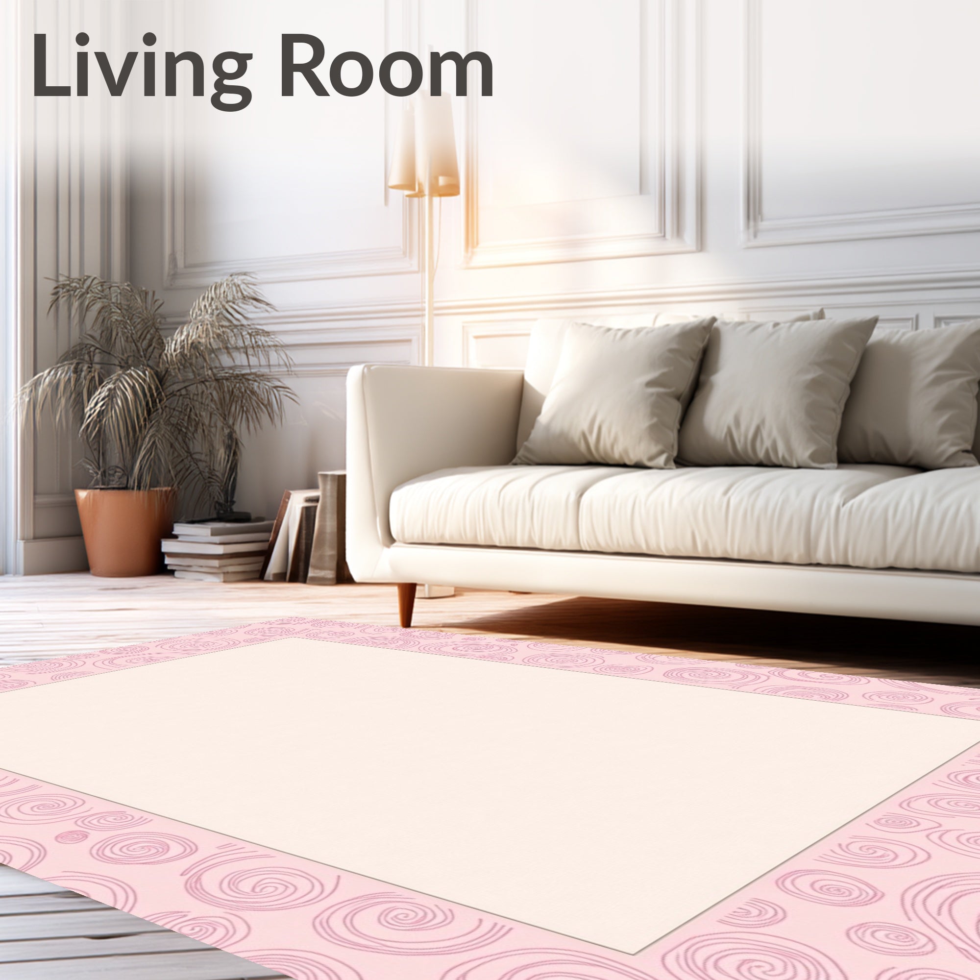 Pastel Pink Swirl Collage Rug