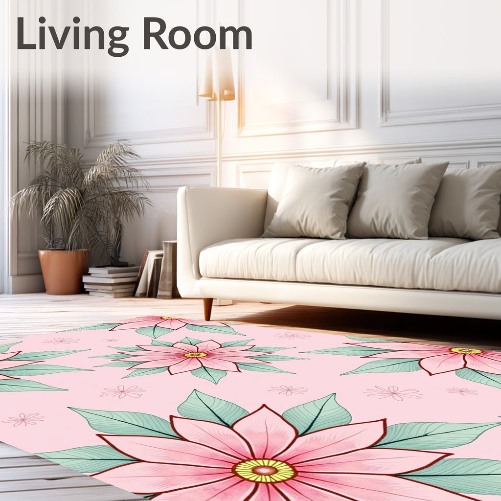 Pink Floral Medallion Garden Rug