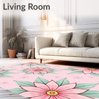 Pink Floral Medallion Garden Rug