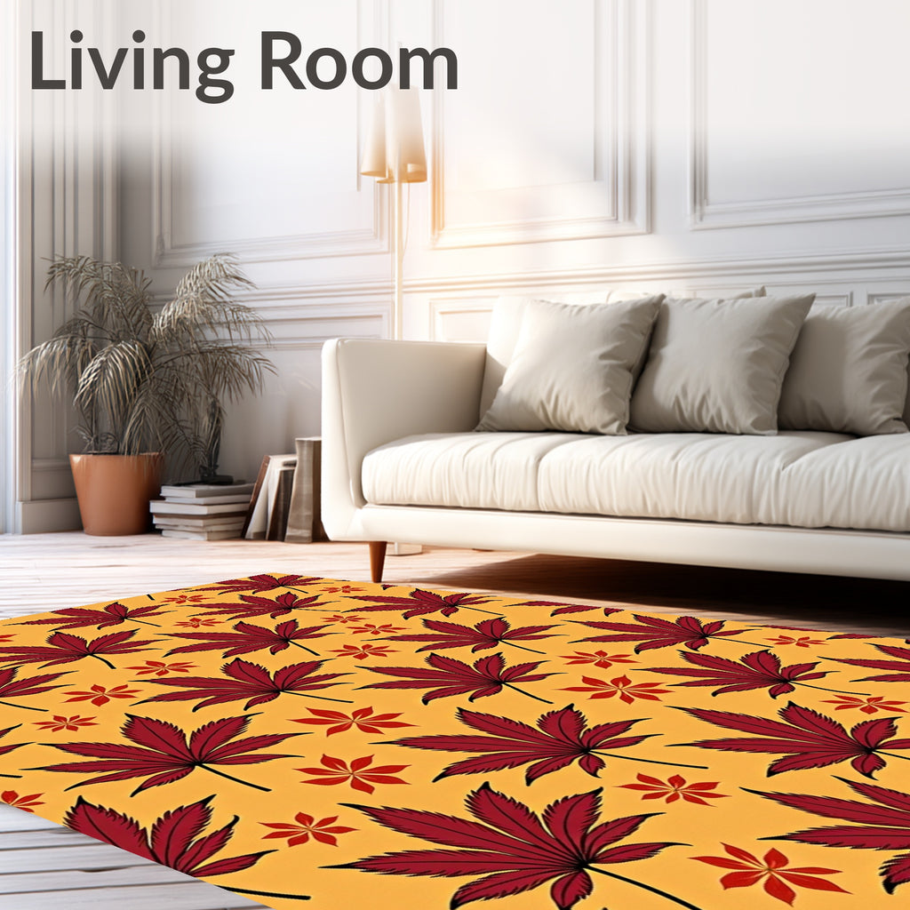 Crimson Maple Leaf Autumn Arrangement Rug