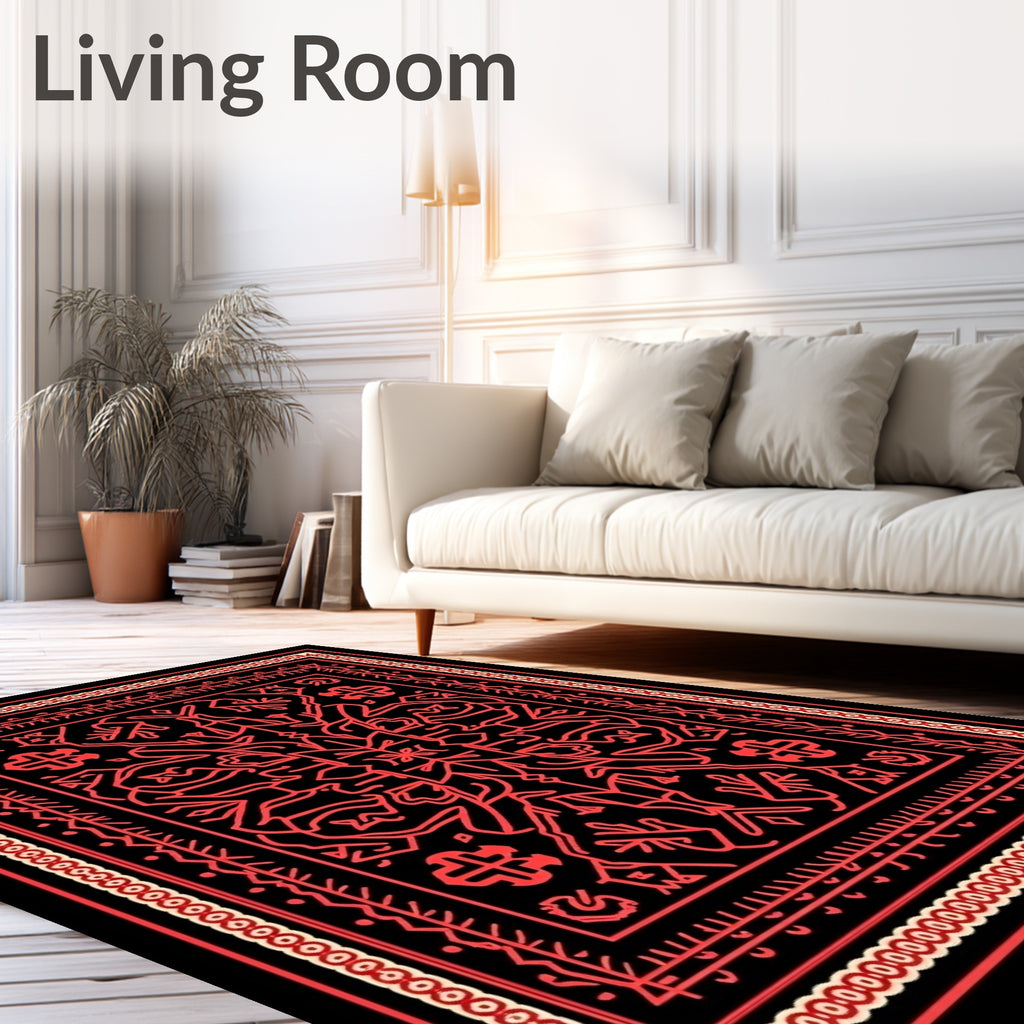 Crimson Intricate Tribal Medallion Rug