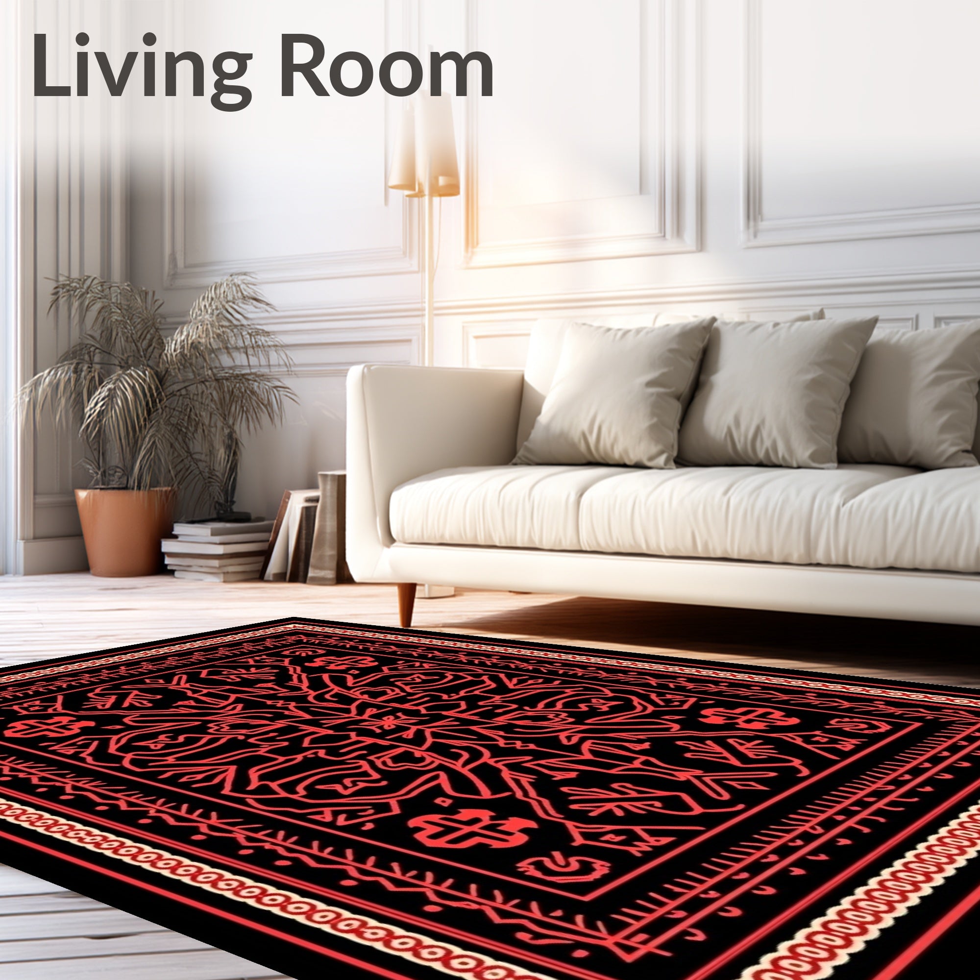 Crimson Intricate Tribal Medallion Rug