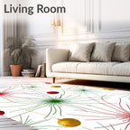 Festive Red Green Gold Ornament Burst Rug