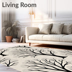 Black Bare Winter Tree Silhouette Rug