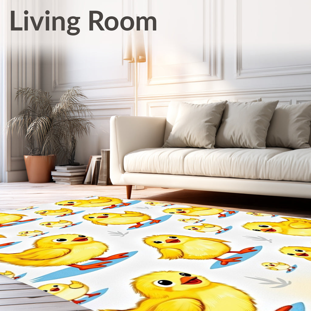 Playful Yellow Chickens Spring Collection Rug