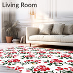 Vibrant Red Floral Spray Arrangement Rug